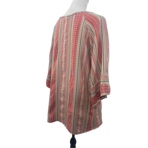 Anthropology  Stark X Small Pink Beige Stripe Cotton Tunic Top made in the USA b - Picture 4 of 16